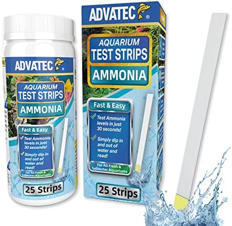 Ammonia Aquarium Test Strips - for Fresh/Salt Water Aquariums, Lab Grade, for Professional Or Home Use - Fast & Accurate Results! (25 Count)