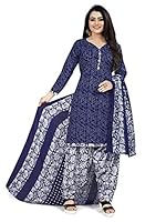 Rajnandini Blue Cotton Printed Readymade Patiala Salwar Suit (Ready to Wear-PDPRW1058-XL)