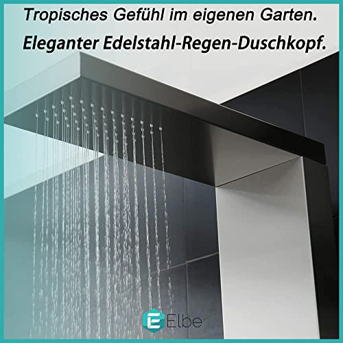 Edelstahl Gartendusche Elbe Juist mit Überkopfdusche und Handbrause