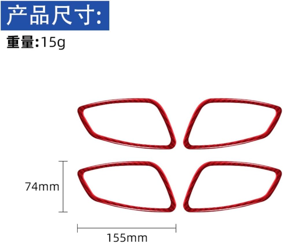Carbon Fiber Car Interior Accessories Decoration Decal Sticker Trim Compatible with BMW 3 Series E90 2005-2012 (Red Carbon Fiber, Door Handle Cover Kit)
