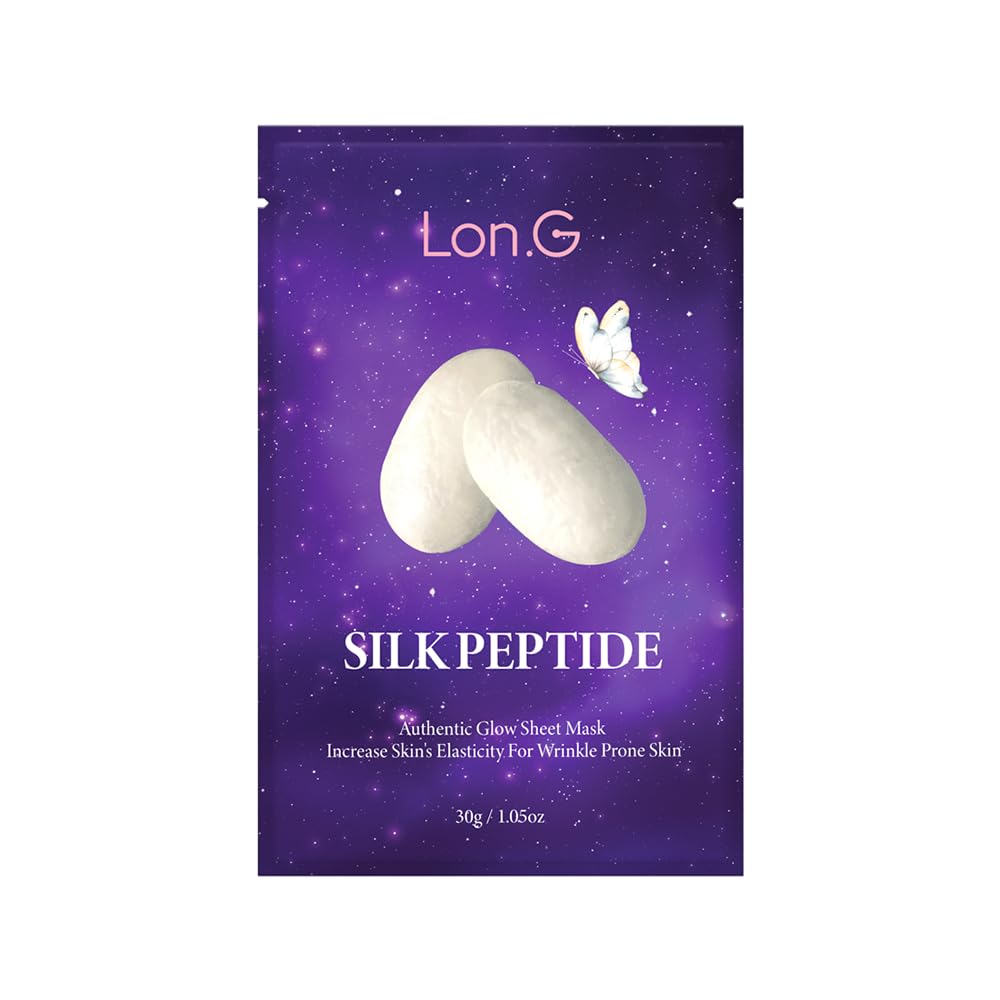 Silk Peptide Authentic Glow Sheet Mask, firming and lifting for dry skin, Korean glass skin and instant glow, and tightening, pore shrink, rejuvenate, easy & quick, Korean skincare, 10 sheets/0.7 oz