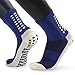 YSSN 2 Paar Unisex rutschfeste Sport-Socken, atmungsaktiv, bequem, für Fußball, Basketball, Hockey mit Gummipunkten, für Damen und Herren Gr. Einheitsgröße,Blau,39-45EU