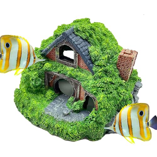 Xinhuju Aquarium-Fischhaus, Dekoration für Reptilienhöhle, Aquarium-Dekoration, Harzhaus für Aquarium, Aquarium-Dekorationen