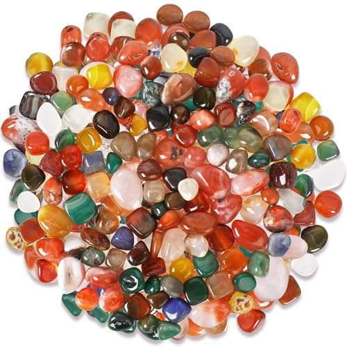 SOSMAR - 500g Buntes Edelsteine Trommelsteine Set - Natur Achat Kristall Halbedelsteine Kieselsteine für Aquarium Blumentopf Schatzsuche Schmuckherstellung Deko Steine