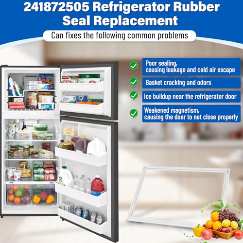 Image of Upgraded 242193205 241872505 Freezer Door Gasket Replacement Compatible with Electrolux Frigidaire CRT216HLW4 FFHI2117LW2, 5304439522 28.4″x20.8″ Refrigerator Gasket Replace 1379481 240390702 Seal