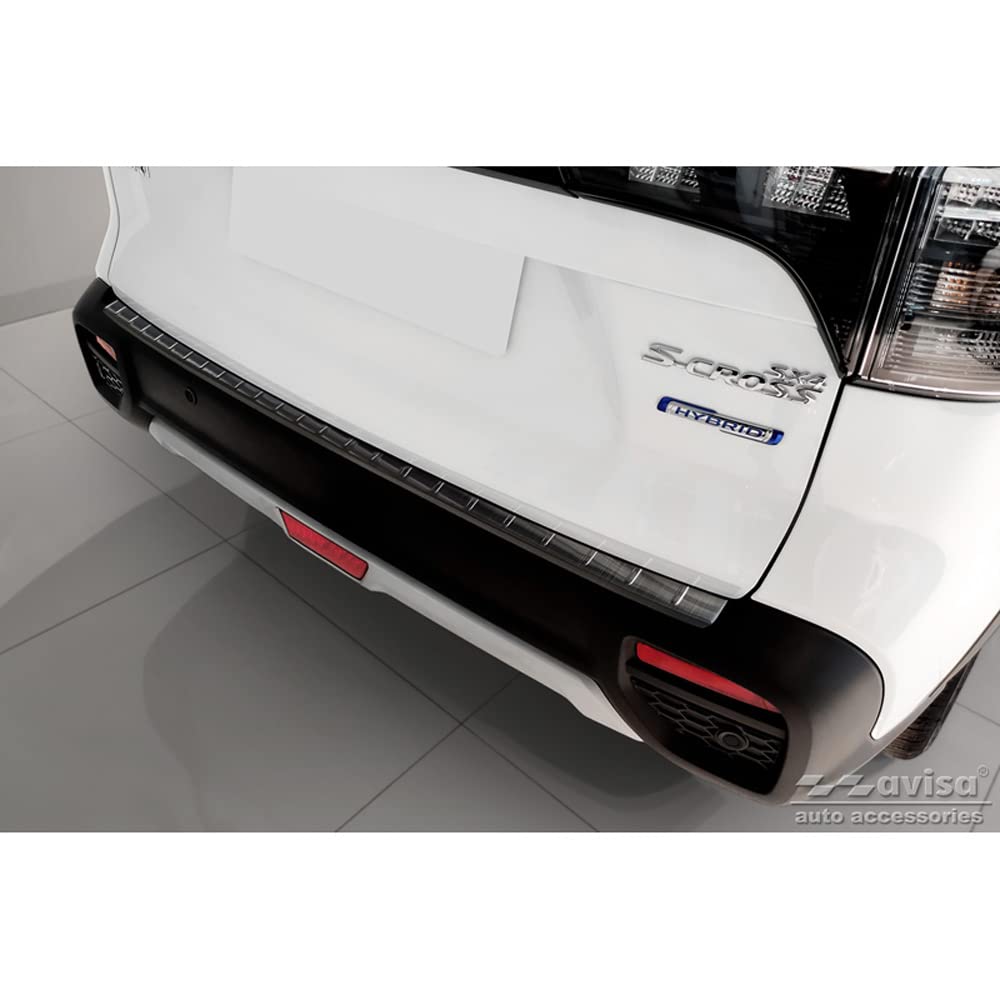 Avisa Protector del Parachoques Trasero Inoxidable Negro Compatible con Suzuki S-Cross II 2022- 'Ribs'