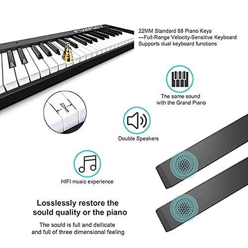 Clavier pliable avec Bluetooth, piano numérique portable à 88 touches, comprend un support de musique, des touches… - Les Beatles, Paul McCartney, John Lennon, RIngo Starr, George Harrison Clavier pliable avec Bluetooth, piano numérique portable à 88 touches, comprend un support de musique, des touches… – Image 7