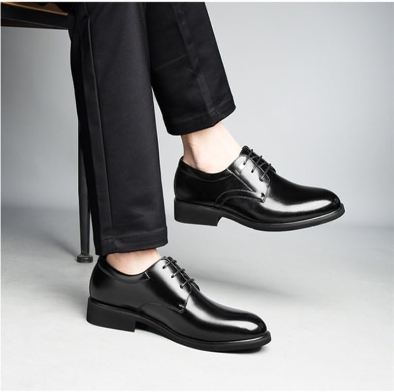 Men's Business Shoes Breathable Lining Lace-ups Shoes Lightweight Non-Slip Rubber Soft Sole Comfortable Leather Upper Dress Shoes for Men(12)