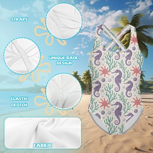 Image of Girls One Piece Swimsuit 3D Sequin Glitter Cross Back Quick Dry Sparkly Bathing Suit for Beach Pool 5-14Y