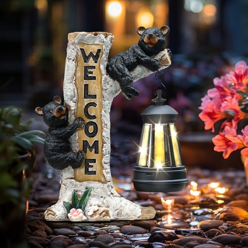 Json Garden Bear Statue with Solar LED Lantern, Gifts for Mom Yard Art, Whimsical Figurine Large Sculpture Lighted Outdoor Mother's Day Spring Decorations for Lawn, Porch by Json - Used condition - Image 4