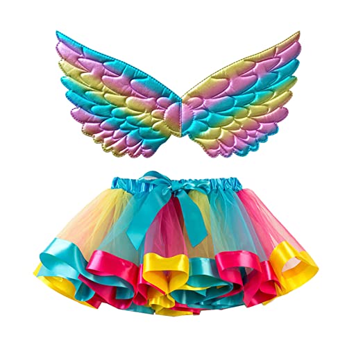 Saia de balé infantil com 14 saias de balé para meninas, fantasia, festa de tule arco-íris com roupa