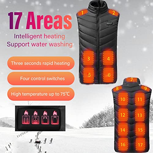 Cocoarm Verwarmd vest voor dames, verwarmd vest voor mannen en vrouwen, met 17-gebiedsverwarming, 3-versnellingen, smart verwarmingsvest, USB-opladen, lichte elektrische bodywarmer, elektrisch vest, S - Afbeelding 4