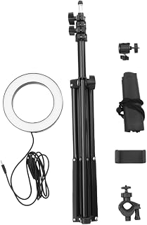 KONTONTY 1 Set Table Top Tripod Camera Mini Ring Light for Phone Selfie Ring Light LED Halo Lighting with Stand Ring Light with Phone Holder LED Ring Light Live Streaming Light Phone Clips