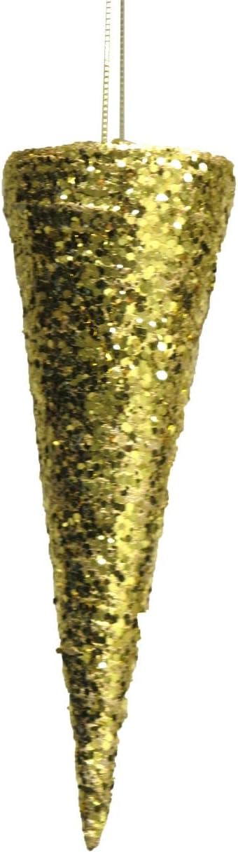 artplants.de Christmas decoration hanging cone bag SHUFAN, glitter, gold, 8"/20 cm - Christmas ornament