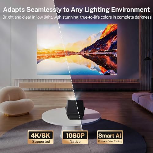 Image of Smart Projector with WiFi 6 and Bluetooth 5.4, 800 ANSI Native 1080P Portable Mini Projector with Auto Focus & Keystone, 360 Rotatable for Bedroom Home Theater Outdoor Movie X6 Black