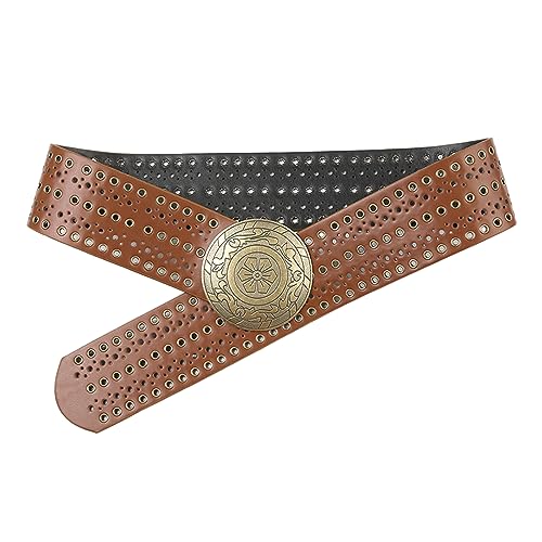 Adjustable Relief Round Buckle Belt Fashion Hollow Out Belt Teens Man Waist Belt for Coat Skirts Jeans