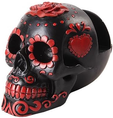 PTC 6.5 Inch Day of The Dead Themed Resin Business Card Holder, Black
