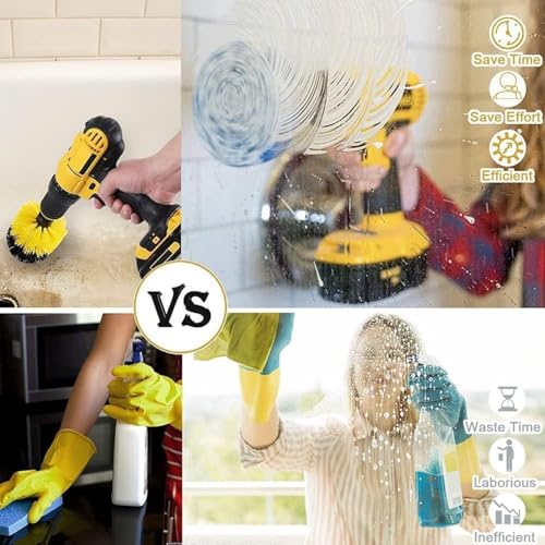 Drill Brush Attachment Set, 5pcs Power Scrubber Brush with 1pcs 6in Extend Long Attachment, for Tubs, Bathroom, Tile (Yellow) - Image 5