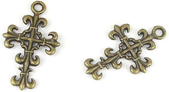 Jewelry Making Charms SF068 Flower Cross Ancient Bronze Retro Findings Bulk Pendant for Necklace Bracelets