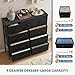 DUMOS 9 Drawer Dresser for Bedroom, Fabric Storage Organizer with Sturdy Metal Frame, Wooden Top Chest of Drawers for Closet Entryway Guest Room,Matte Black