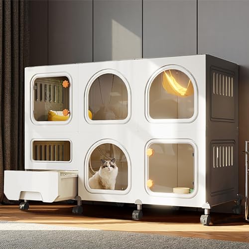 Cage pour chat facile à nettoyer et déplacer avec parc intérieur modulable - 2