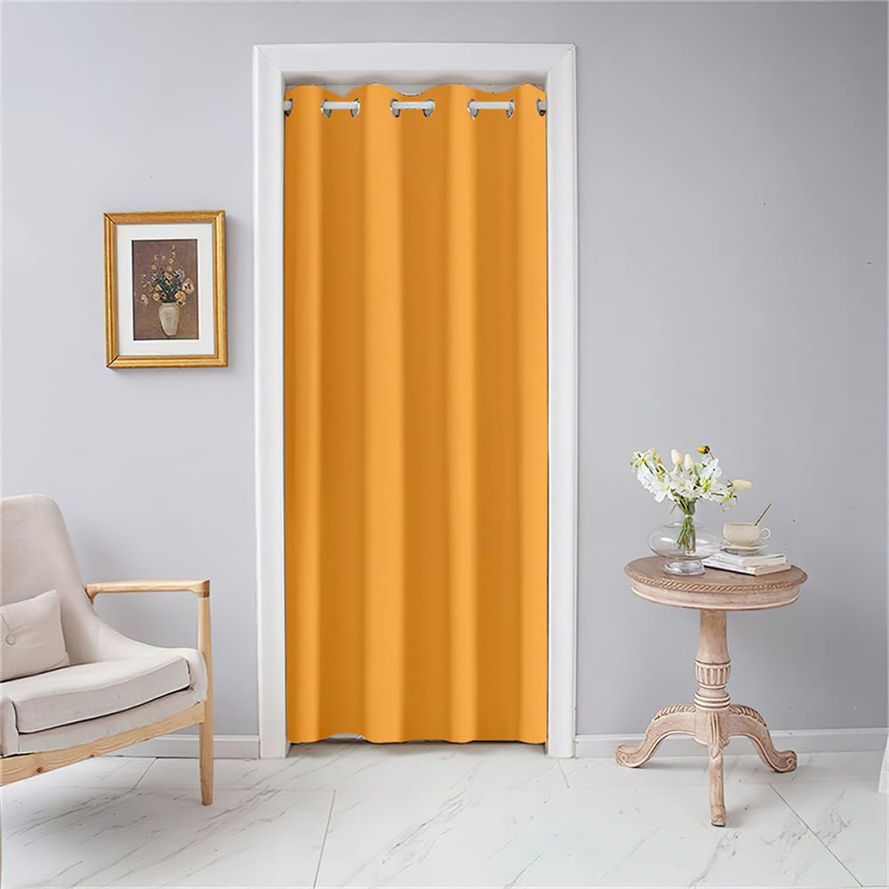 Odot Door Curtain with Eyelet Blackout Thermal Insulation Single Curtain Solid Color Modern Partition Curtain for Closet Window Bedroom Home Decorative, 1 PANEL (31.5x59,Gold) — image 1