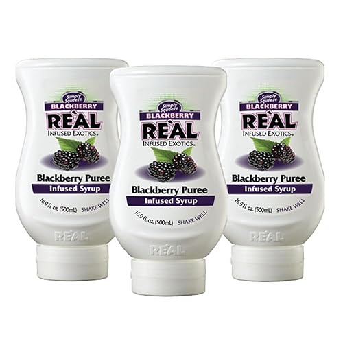 Blackberry Reàl - Jarabe con infusión de puré de mora, botella exprimible de 16.9 onzas líquidas (paquete de 3)