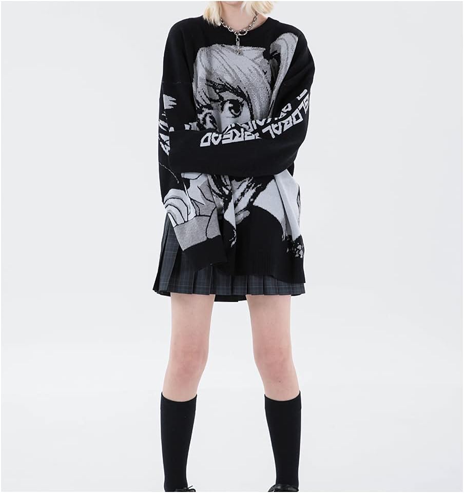 Goth Knitted Harajuku Winter Clothes Women Oversized Sweaters Long Sleeve Top Gothic Kawaii Cartoon Streetwear - Image 3