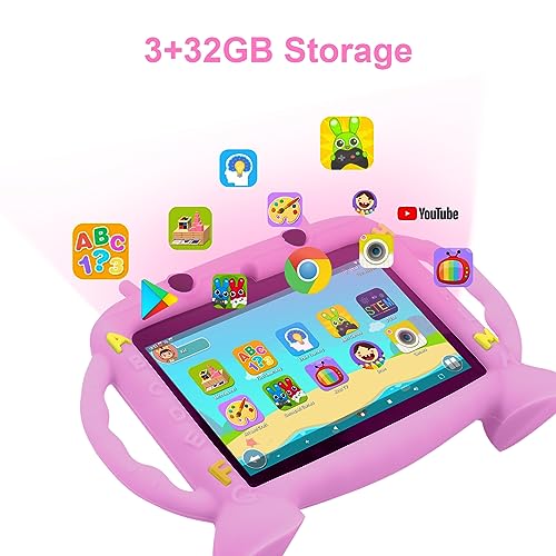Image of MengDash Kids Tablet, 7 inch Tablet for Kids 2-10, Educational Learning Toddler Tablet Android 11, 3GB RAM+32GB ROM Storage, Google Play YouTube