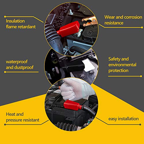 Image of 2 Pieces Battery Terminal Covers Battery Terminal Insulating Protector | Positive and Negative Cable Covers, Battery Terminal Protector for Boat Cars Auto Marine Batteries, Insulated Plastic Caps