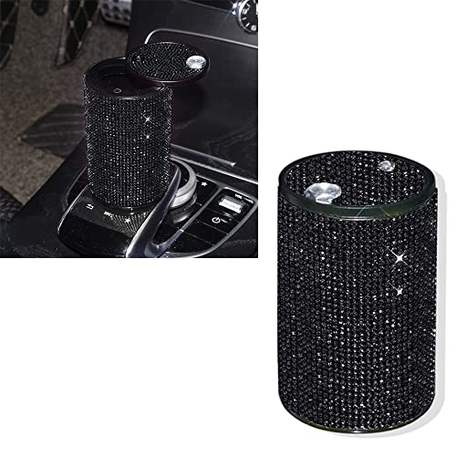 Image of Diamond Car Ashtray Hot-drilling Ash Tray For Car Bling Diamond Cigarette Holder With Lid Car Accessories Gifts For Women Car Home Office Decor