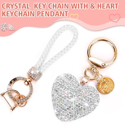 Car Keychain for Women with Rhinestone Heart Shape Bling Girl Cute Keychain for Christmas,Personalized Gift2
