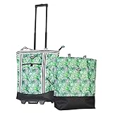 Olympia 2-Piece Rolling Shopper Tote and Cooler Bag, Rain Forest