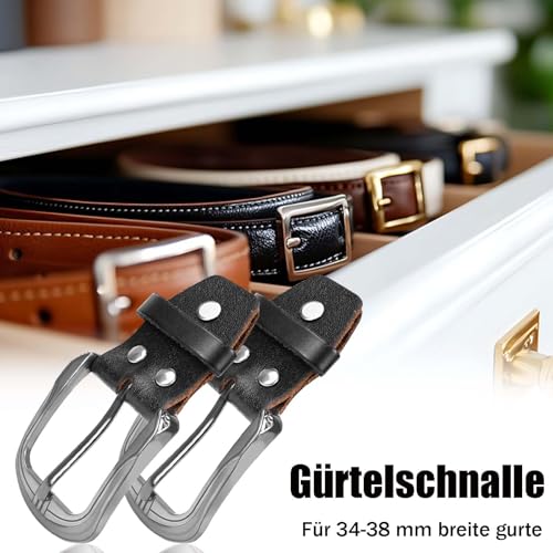 FLEXNOVA 2 Stück Gürtelschnalle, Leder Gürtelschnalle Herren Damen 40mm Gürtelschnallen zum Wechseln Gürtel Schnallen Schnalle Belt Buckle für Herren Damen