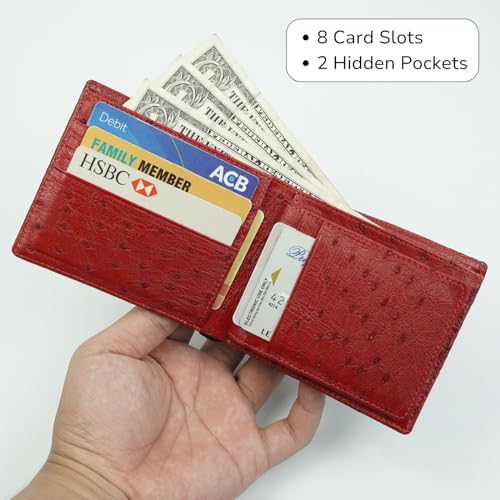 Image of HATA Men Leather Bifold Wallet RFID Blocking Front Pocket Exotic Billfold Handmade Gift For Birthday Wedding Anniversary Father's Day