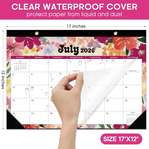 Image of 3 Pack of Desk Calendar 2026-2027, 18-Month Calendar Runs from July 2026 to December 2027, Large 17 inch x 12 inch Monthly Desktop & Wall Calendar for Home & Office - Vivid Bloom