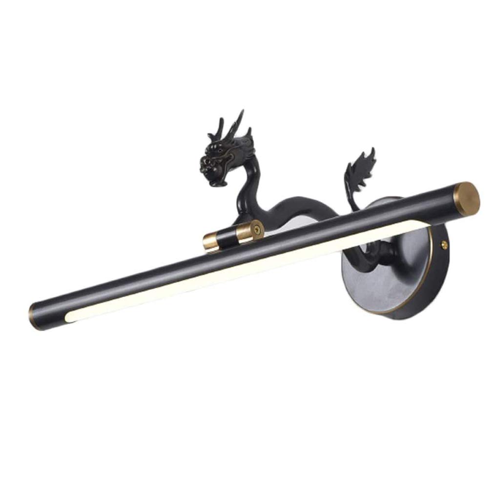LED Spiegelleuchte Badezimmer Spiegellampe Modern Wandleuchte Schminklicht Kreative Drache Form Design Schminktisch Spiegelschrank Leuchte Einstellbar Winkel Neutralweiß Licht 4000K, Schwarz,35cm7W