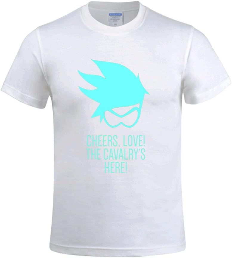 TooWest Overwatch Tracer Cheers Love The Cavalry's Here Logo Crewneck Tee Shirt