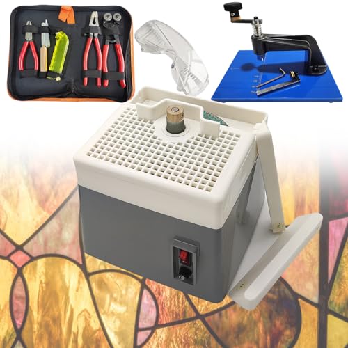 vnmudzeo 65 W Diamond Glass Art Grinding Tool,with Glass Tool Set,Hole Cutter,Safety Glasses,Upgraded Stained Glass Grinder 2800 R/min