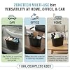 ZONETECH Portable Hanging Mini Car Garbage Can Classic Black Trash Container - Premium Quality Automotive Universal Compact Traveling Wastebasket for Vehicle,Office,Home (2-Pack)