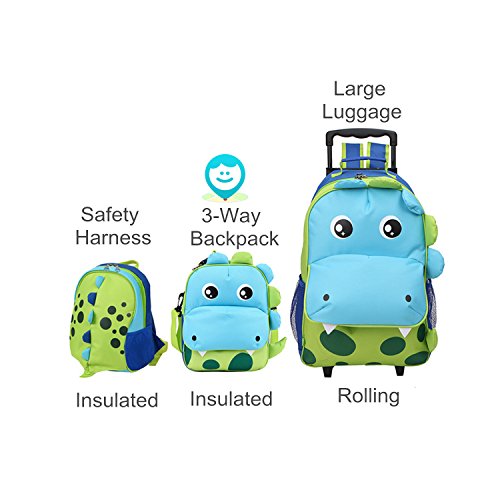Yodo 3-Way Convertible Playful Insulated Kids Lunch Boxes Carry Bag/Preschool Toddler Backpack For Boys Girls, With Quick Access Front Pouch For Snacks, Dinosaur #TOP7