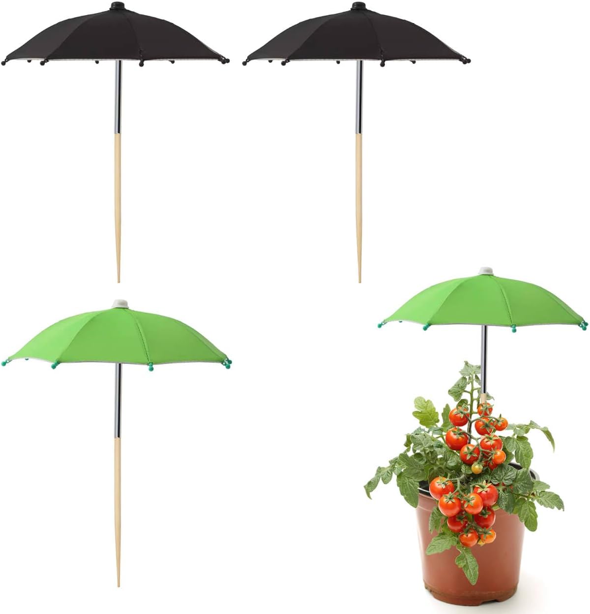 4 Pack Plant Umbrellas for Outdoor Plants, 10.6'' Mini Garden Umbrella