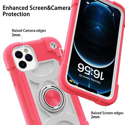 Image of MARKILL Compatible with iPhone Case with Ring Stand, Military Grade Drop Protection Full Body Rugged Heavy Duty Protective Durable Cover iPhone. (Hot Pink, iPhone 12 Pro Max 6.7 inch)
