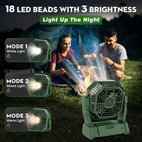 Miniatura 4 de Camping Ventilador Con Luz Led, 20000 Mah Recargable Para Tienda De Campaña Al Aire Libre Con Gancho Y Remoto, Ventilador De Escritorio Usb Potente De 4 Velocidades Para Pesca,Corte De Energía,Picnic
