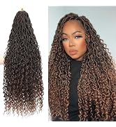 Boho River Locs Crochet Hair 30 inch - 8 Packs Curly Goddess Locs Crochet Hair, Ombre Crochet God...