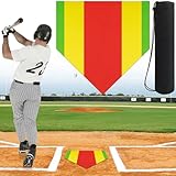 Baseball & Softball Home Plate, 17 Inch Colored Portable Baseball Zone Training Home Plate with Carry Bag, Lightweight Non-Slip Rubber Mat Softball Bases Tool for Pitching and Hitting Practice