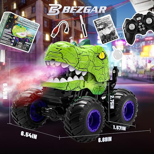 Image of BEZGAR Monster Truck Toys, 1:20 Remote Control Car with Spray, Light, Music