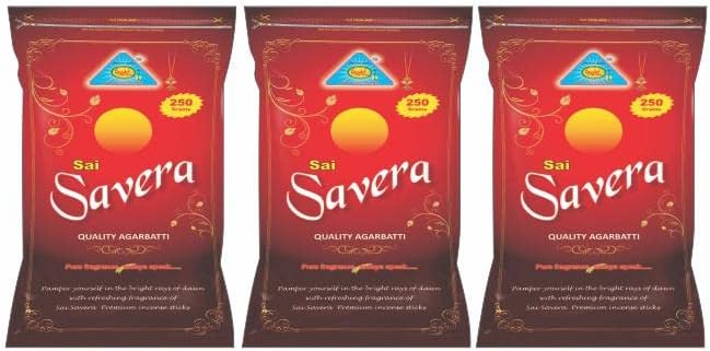 Gayatri Sai Savera Agarbatti, Premium Incense Sticks Pleasant Fragrance Zipper Pack of 3 (250g per Pack)