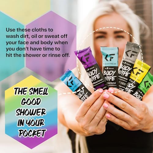 Image of The Klean Freak Body Wipes - 12 count Individually Wrapped | Showerless Body Wipe for Women & Men | Sustainable Bodywipes for Gym, Travel, Camping | Scent Free