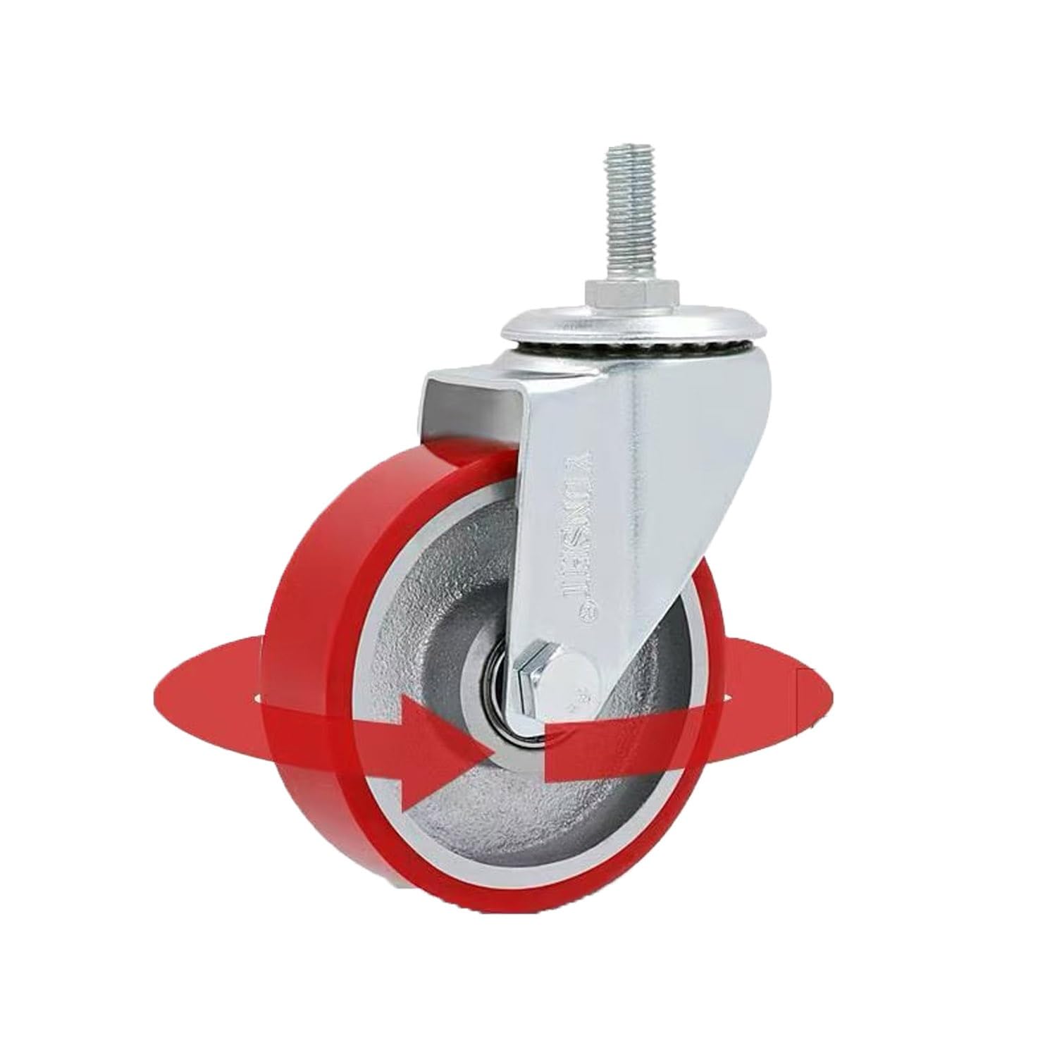 Ruote Girevoli con Perno Filettato M14 M16 M20, 75/100/125mm Pesanti PU Filettato Rotelle, AntiGraffio Ruota Industriali con Freno Set di 4(3inch,M16*30)